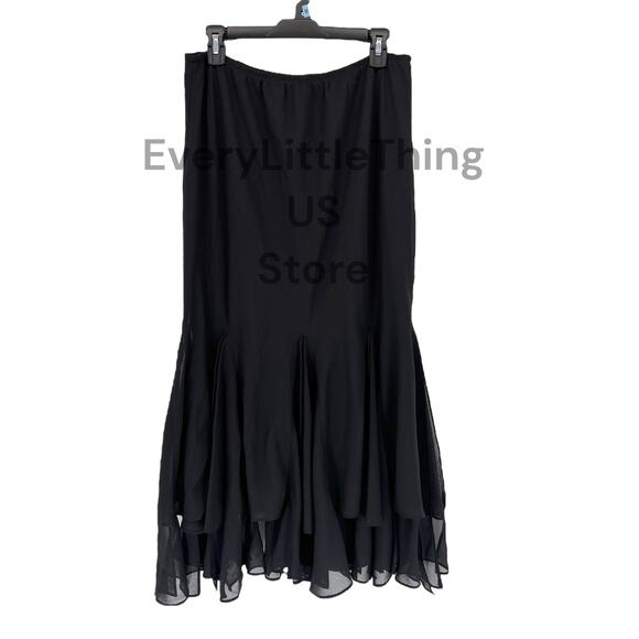 Vtg 90s Y2K Midi Maxi Skirt Plus Size 16W Ruffle Chiffon Witch Whimsigoth Fairy - Picture 1 of 6